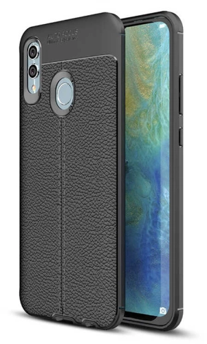 Huawei P Smart 2019 Kılıf Deri Görünüm Premium Soft Niss Kapak - Lacivert