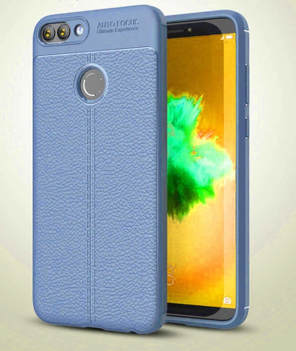 Huawei P Smart Kılıf Deri Görünüm Premium Soft Niss Kapak - Lacivert