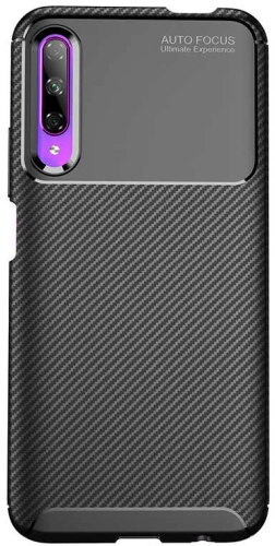 Huawei P Smart Pro 2019 Kılıf Karbon Görünümlü Silikon Parmak İzi Bırakmayan Negro Kapak - Lacivert