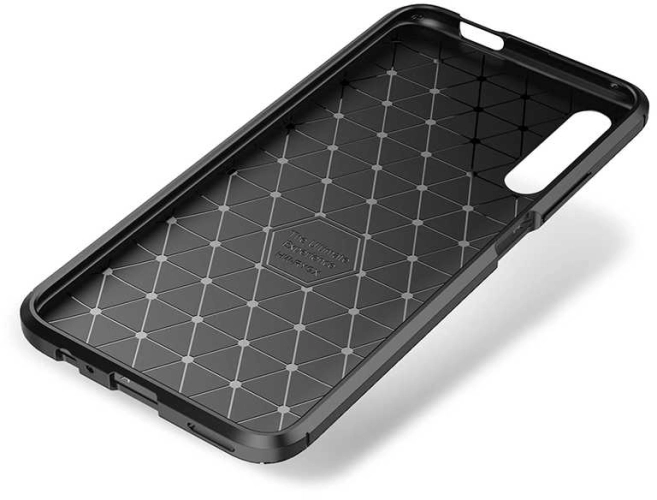 Huawei P Smart Pro 2019 Kılıf Karbon Görünümlü Silikon Parmak İzi Bırakmayan Negro Kapak - Lacivert