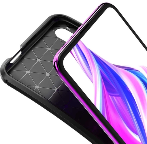 Huawei P Smart Pro 2019 Kılıf Karbon Görünümlü Silikon Parmak İzi Bırakmayan Negro Kapak - Lacivert