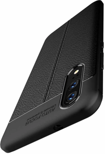 Huawei P20 Kılıf Deri Görünüm Premium Soft Niss Kapak - Siyah