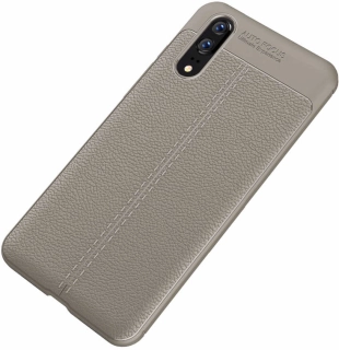 Huawei P20 Kılıf Deri Görünüm Premium Soft Niss Kapak - Gri