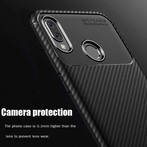 Huawei P20 Lite Kılıf Karbon Görünümlü Silikon Parmak İzi Bırakmayan Negro Kapak - Lacivert