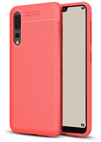 Huawei P20 Pro Kılıf Deri Görünüm Premium Soft Niss Kapak - Kırmızı