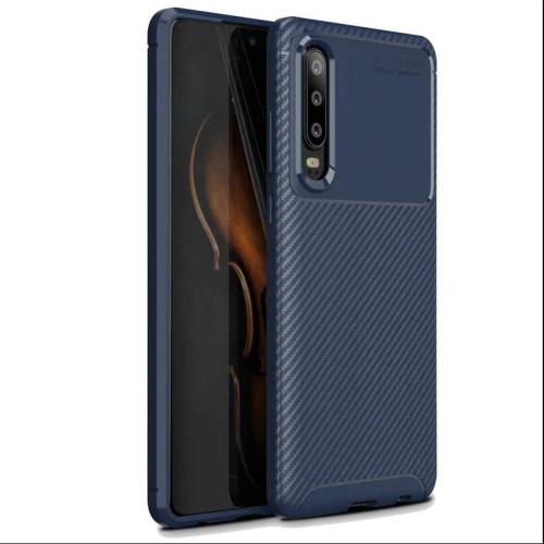 Huawei P30 Kılıf Karbon Görünümlü Silikon Parmak İzi Bırakmayan Negro Kapak - Siyah