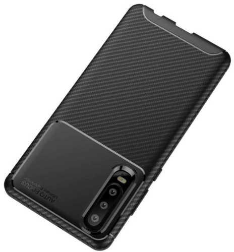 Huawei P30 Kılıf Karbon Görünümlü Silikon Parmak İzi Bırakmayan Negro Kapak - Siyah