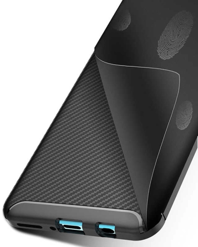 Huawei P30 Lite Kılıf Karbon Görünümlü Silikon Parmak İzi Bırakmayan Negro Kapak - Lacivert