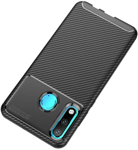 Huawei P30 Lite Kılıf Karbon Görünümlü Silikon Parmak İzi Bırakmayan Negro Kapak - Lacivert