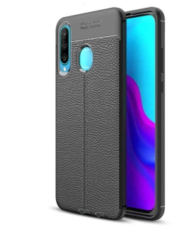 Huawei P30 Lite Kılıf Deri Görünüm Premium Soft Niss Kapak - Siyah