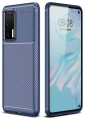 Huawei P40 Kılıf Karbon Görünümlü Silikon Parmak İzi Bırakmayan Negro Kapak - Lacivert