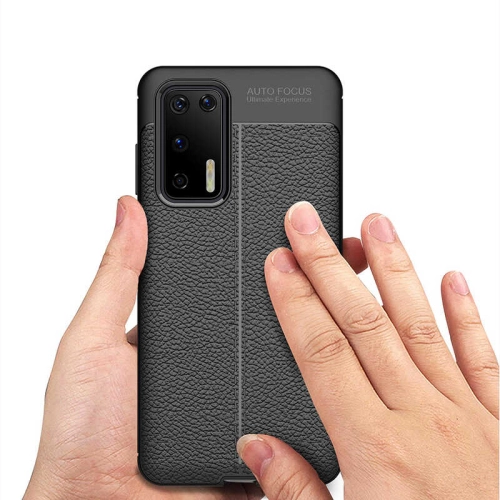 Huawei P40 Kılıf Deri Görünüm Premium Soft Niss Kapak - Siyah