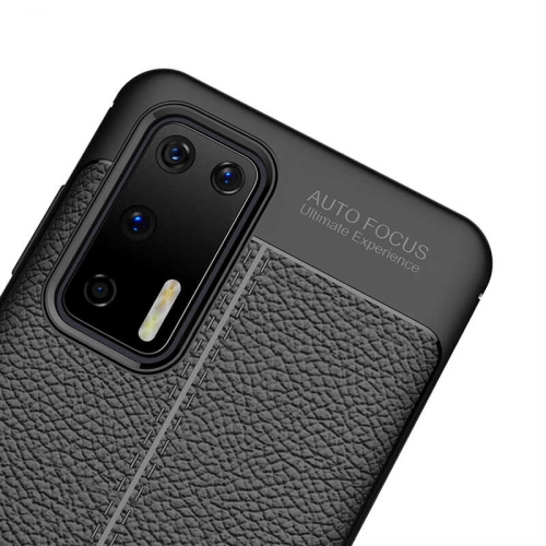 Huawei P40 Kılıf Deri Görünüm Premium Soft Niss Kapak - Lacivert