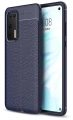Huawei P40 Kılıf Deri Görünüm Premium Soft Niss Kapak - Lacivert