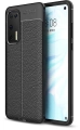 Huawei P40 Kılıf Deri Görünüm Premium Soft Niss Kapak - Siyah