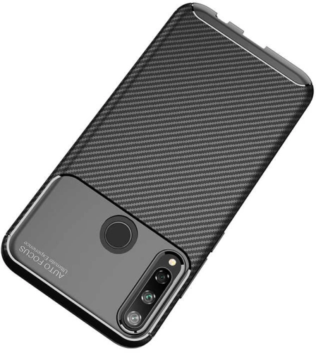 Huawei P40 Lite E Kılıf Karbon Görünümlü Silikon Parmak İzi Bırakmayan Negro Kapak - Siyah