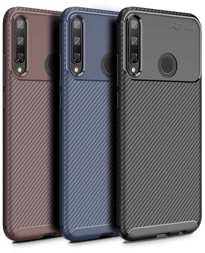 Huawei P40 Lite E Kılıf Karbon Görünümlü Silikon Parmak İzi Bırakmayan Negro Kapak - Siyah