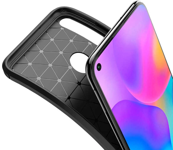 Huawei P40 Lite E Kılıf Karbon Görünümlü Silikon Parmak İzi Bırakmayan Negro Kapak - Siyah