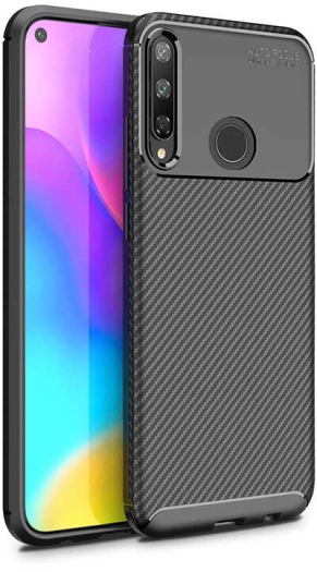 Huawei P40 Lite E Kılıf Karbon Görünümlü Silikon Parmak İzi Bırakmayan Negro Kapak - Siyah