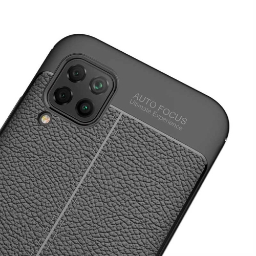 Huawei P40 Lite Kılıf Deri Görünüm Premium Soft Niss Kapak - Lacivert