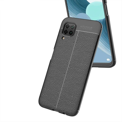 Huawei P40 Lite Kılıf Deri Görünüm Premium Soft Niss Kapak - Siyah