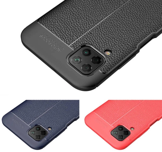 Huawei P40 Lite Kılıf Deri Görünüm Premium Soft Niss Kapak - Siyah
