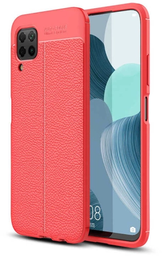 Huawei P40 Lite Kılıf Deri Görünüm Premium Soft Niss Kapak - Kırmızı