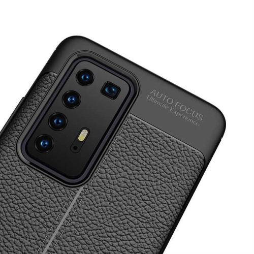 Huawei P40 Pro Kılıf Deri Görünüm Premium Soft Niss Kapak - Siyah
