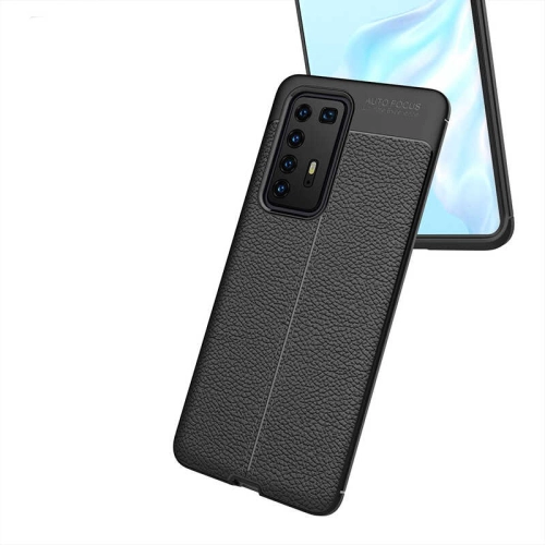 Huawei P40 Pro Kılıf Deri Görünüm Premium Soft Niss Kapak - Kırmızı