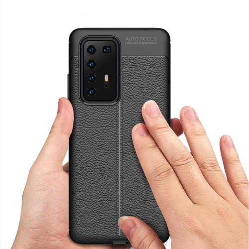Huawei P40 Pro Kılıf Deri Görünüm Premium Soft Niss Kapak - Lacivert