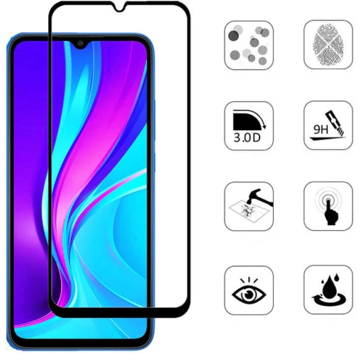Oppo A15s Kırılmaz Cam Ekran Koruyucu, Tam Yapışan, Kırılmaya Karşı Güçlendirilmiş,Kavisli - Siyah