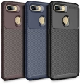 Oppo A5s Kılıf Karbon Görünümlü Silikon Parmak İzi Bırakmayan Negro Kapak - Lacivert