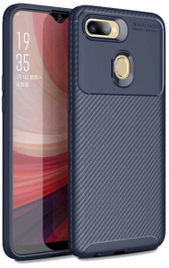 Oppo A5s Kılıf Karbon Görünümlü Silikon Parmak İzi Bırakmayan Negro Kapak - Lacivert