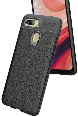 Oppo A5s Kılıf Deri Görünüm Premium Soft Niss Kapak - Kırmızı