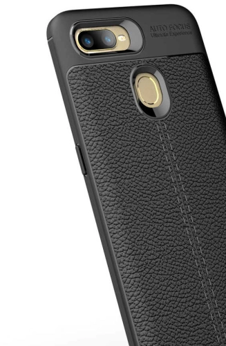 Oppo A5s Kılıf Deri Görünüm Premium Soft Niss Kapak - Lacivert