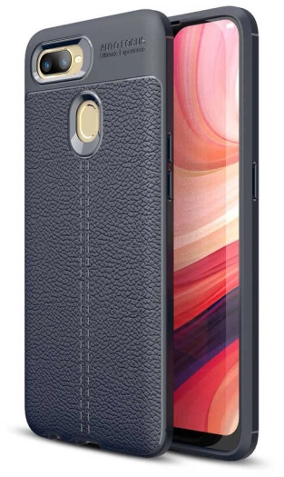 Oppo A5s Kılıf Deri Görünüm Premium Soft Niss Kapak - Lacivert