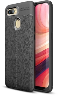 Oppo A5s Kılıf Deri Görünüm Premium Soft Niss Kapak - Siyah