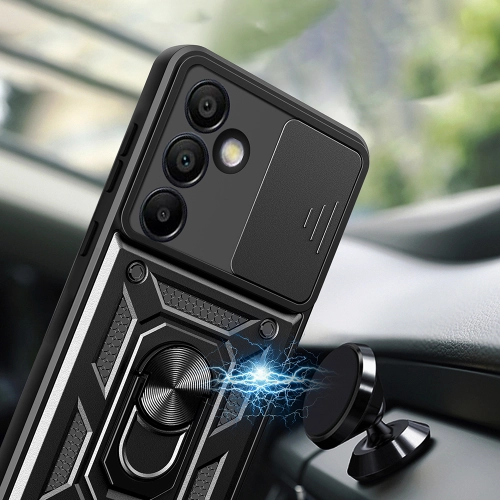 Samsung Galaxy S25 FE Kılıf Magnetik Standlı Kamera Korumalı Sürgülü Vega Tank Zırhlı Kapak - Mavi