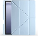 Samsung Galaxy Tab A9 Kılıf Kalem Bölmeli Katlanabilir Uyku Modlu Standlı Kalemlikli Silikon Tri Folding Kapak - Mavi