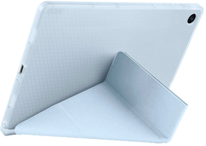 Samsung Galaxy Tab A9 Kılıf Kalem Bölmeli Katlanabilir Uyku Modlu Standlı Kalemlikli Silikon Tri Folding Kapak - Mavi