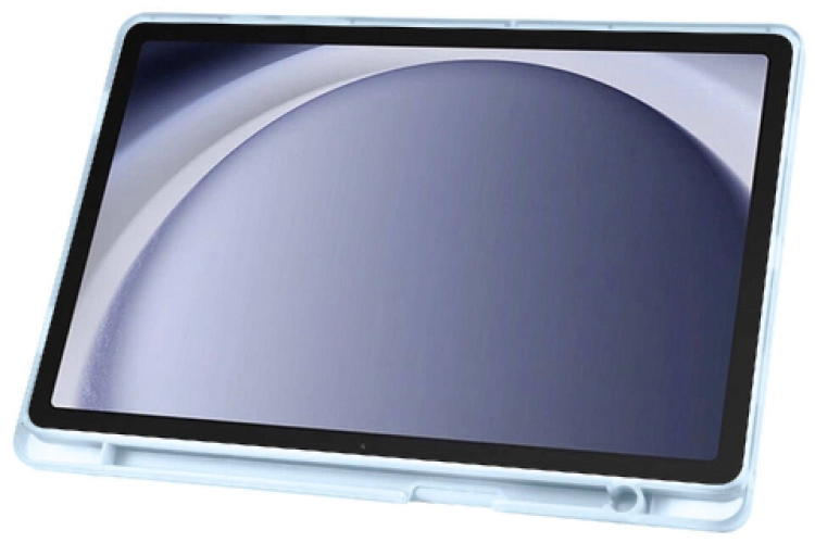 Samsung Galaxy Tab A9 Kılıf Kalem Bölmeli Katlanabilir Uyku Modlu Standlı Kalemlikli Silikon Tri Folding Kapak - Mor