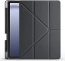Samsung Galaxy Tab A9 Kılıf Kalem Bölmeli Katlanabilir Uyku Modlu Standlı Kalemlikli Silikon Tri Folding Kapak - Siyah
