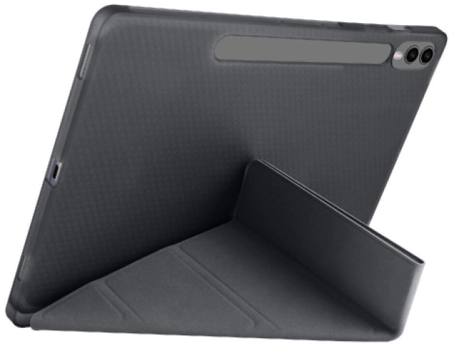 Samsung Galaxy Tab S9 FE Plus(+) Kılıf Kalem Bölmeli Katlanabilir Uyku Modlu Standlı Kalemlikli Silikon Tri Folding Kapak - Rose Gold