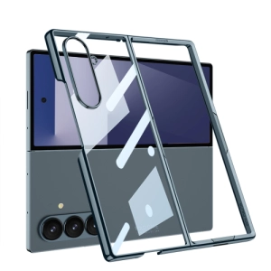 Samsung Galaxy Z Fold 7 Kılıf Full Camlı Arkası Şeffaf Kıpta Premium Kaliteli GKK Kapak - Gri-Yeşil
