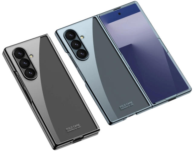 Samsung Galaxy Z Fold 7 Kılıf Full Camlı Arkası Şeffaf Kıpta Premium Kaliteli GKK Kapak - Gümüş