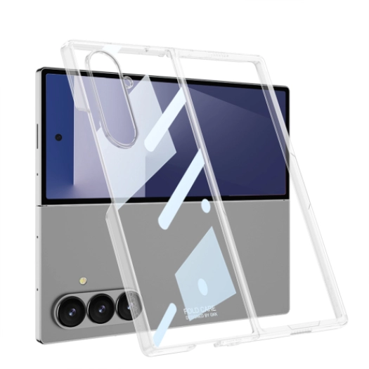 Samsung Galaxy Z Fold 7 Kılıf Full Camlı Arkası Şeffaf Kıpta Premium Kaliteli GKK Kapak - Şeffaf