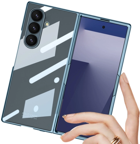 Samsung Galaxy Z Fold 7 Kılıf Full Camlı Arkası Şeffaf Kıpta Premium Kaliteli GKK Kapak - Şeffaf