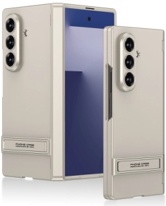 Samsung Galaxy Z Fold 7 Kılıf GKK Premium İnce Kıpta Sert Standlı Kapak - Gold