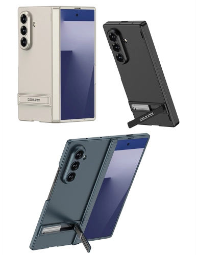 Samsung Galaxy Z Fold 7 Kılıf GKK Premium İnce Kıpta Sert Standlı Kapak - Gold