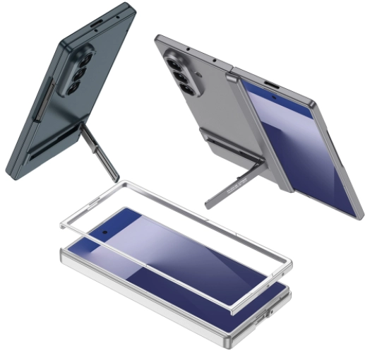 Samsung Galaxy Z Fold 7 Kılıf GKK Premium İnce Kıpta Sert Standlı Kapak - Gri